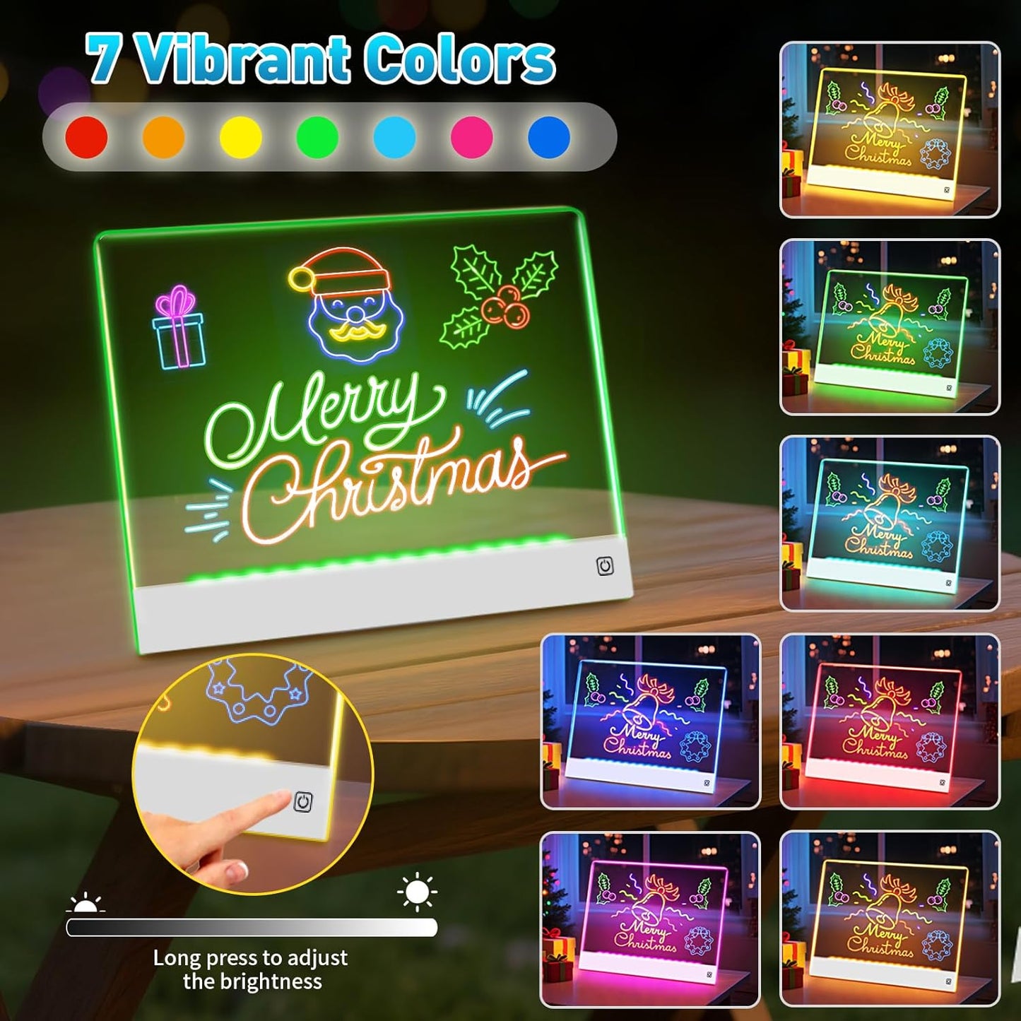 7-Color Christmas LED Drawing Board – Festive Light-Up Display
